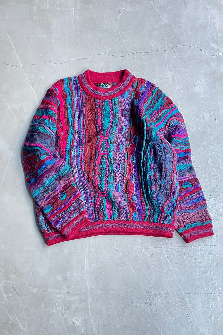 MADE IN AUSTRALIA 90'S 3D KNIT SWEATER / PATTERN [SIZE: M USED]