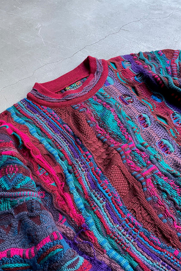 MADE IN AUSTRALIA 90'S 3D KNIT SWEATER / PATTERN [SIZE: M USED]