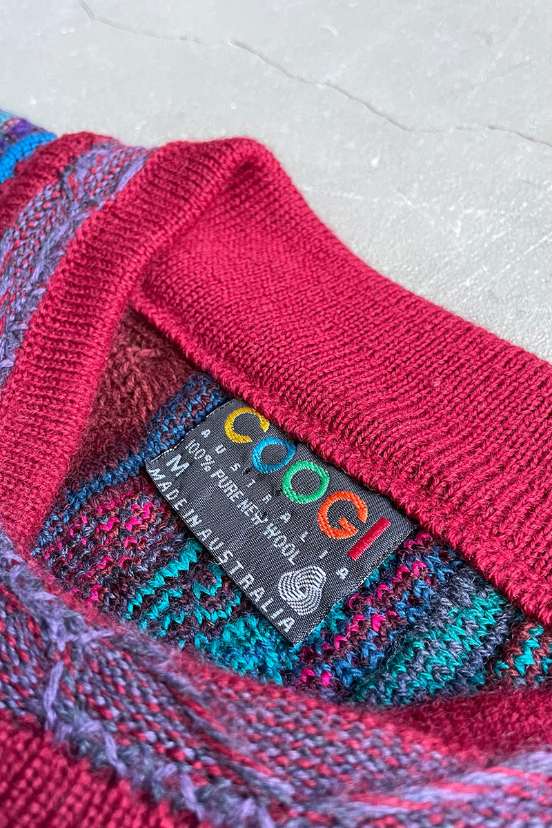 MADE IN AUSTRALIA 90'S 3D KNIT SWEATER / PATTERN [SIZE: M USED]