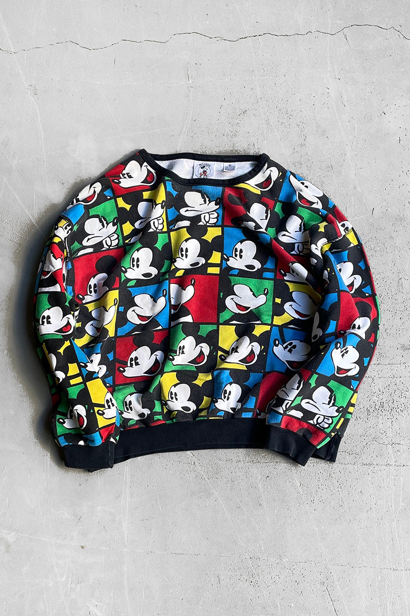90'S MICKEY SWEATSHIRT / PATTERN [SIZE: L USED]