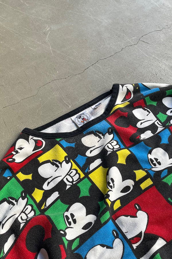90'S MICKEY SWEATSHIRT / PATTERN [SIZE: L USED]