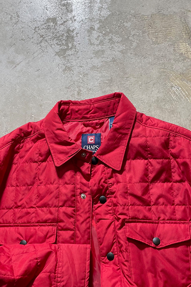 N19-8 90'S QUILTING SHIRT JACKET / RED [SIZE: L USED]