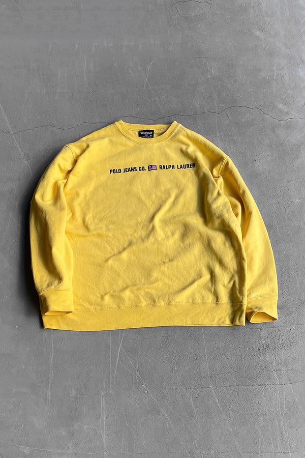 MADE IN USA Y2K EARLY 00'S SWEATSHIRT / YELLOW [SIZE: M USED]