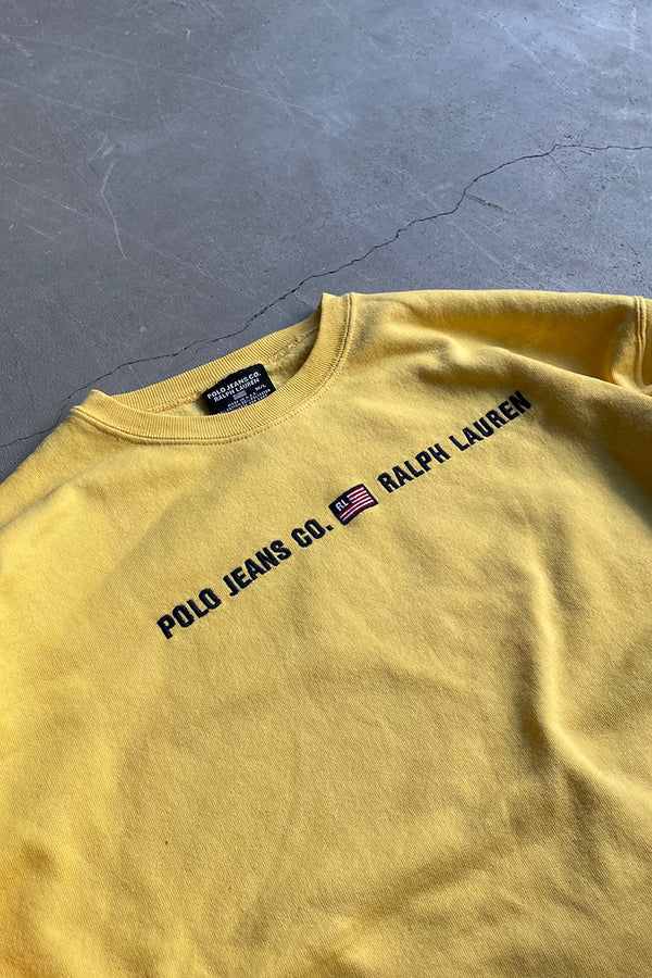 MADE IN USA Y2K EARLY 00'S SWEATSHIRT / YELLOW [SIZE: M USED]