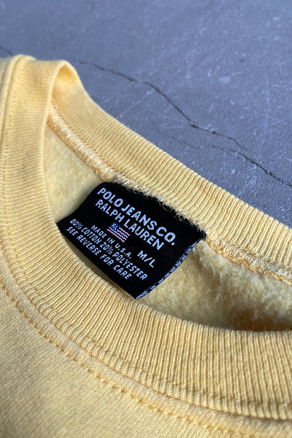MADE IN USA Y2K EARLY 00'S SWEATSHIRT / YELLOW [SIZE: M USED]