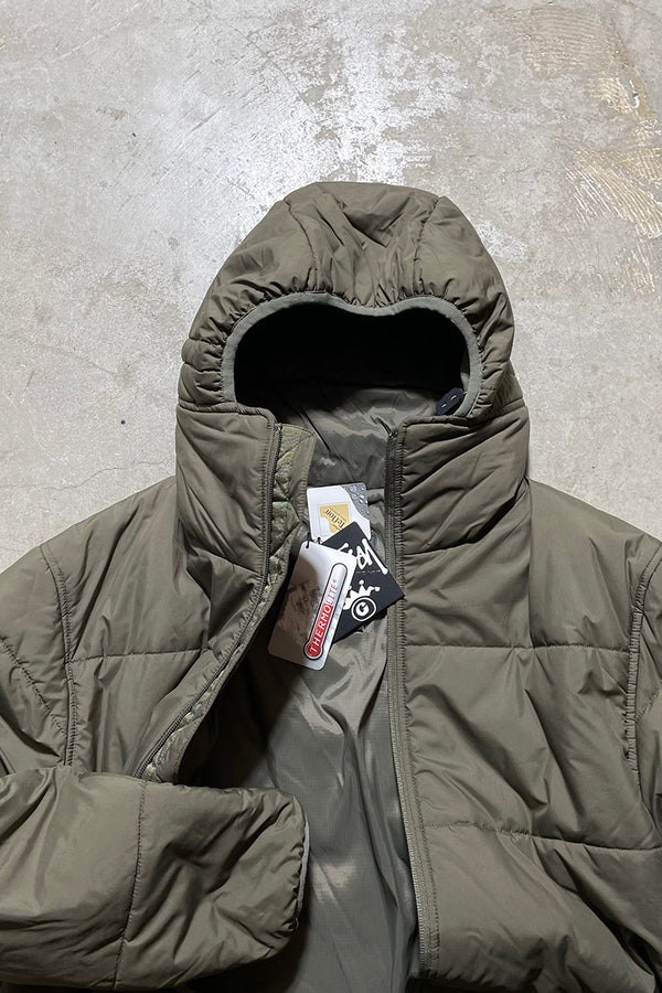 Y2K EARLY 00'S NYLON HOODIE PUFF JACKET / KHAKI [SIZE: L DEADSTOCK/NOS]