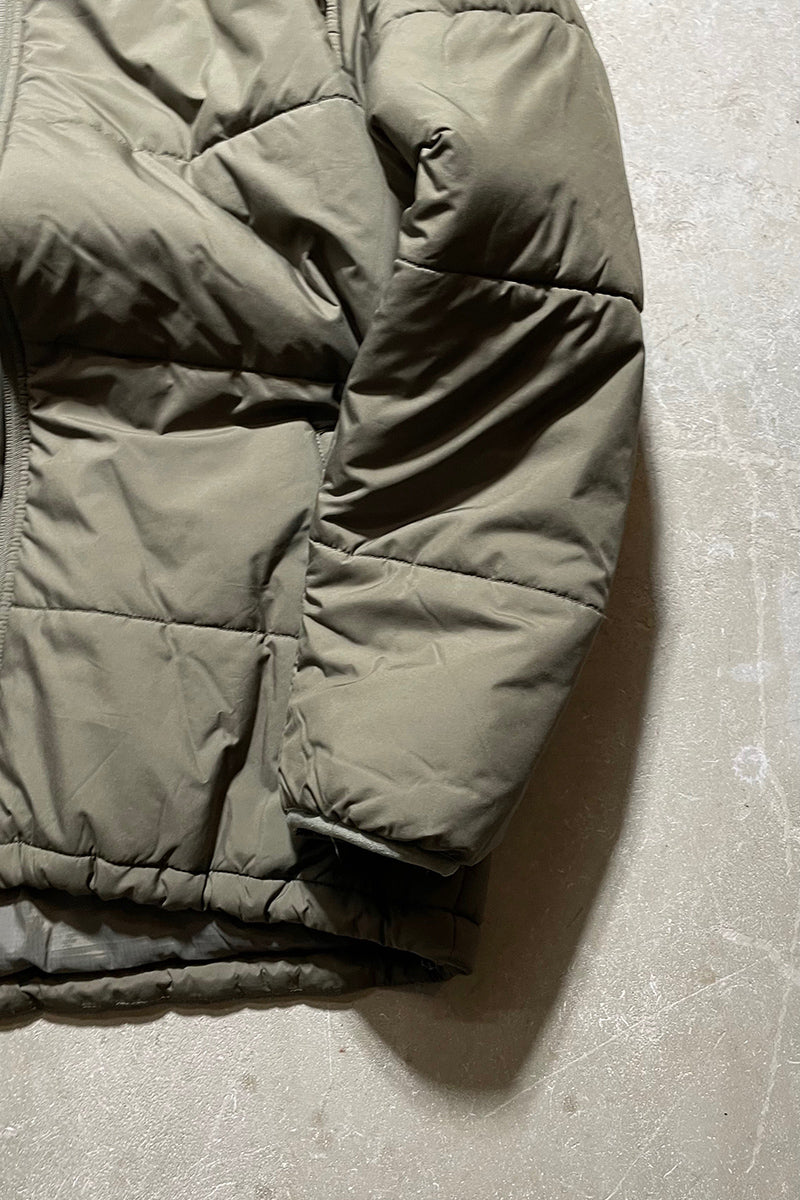 Y2K EARLY 00'S NYLON HOODIE PUFF JACKET / KHAKI [SIZE: L DEADSTOCK/NOS]