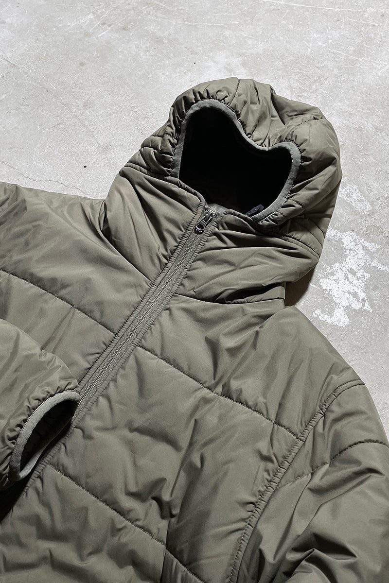 Y2K EARLY 00'S NYLON HOODIE PUFF JACKET / KHAKI [SIZE: L DEADSTOCK/NOS]
