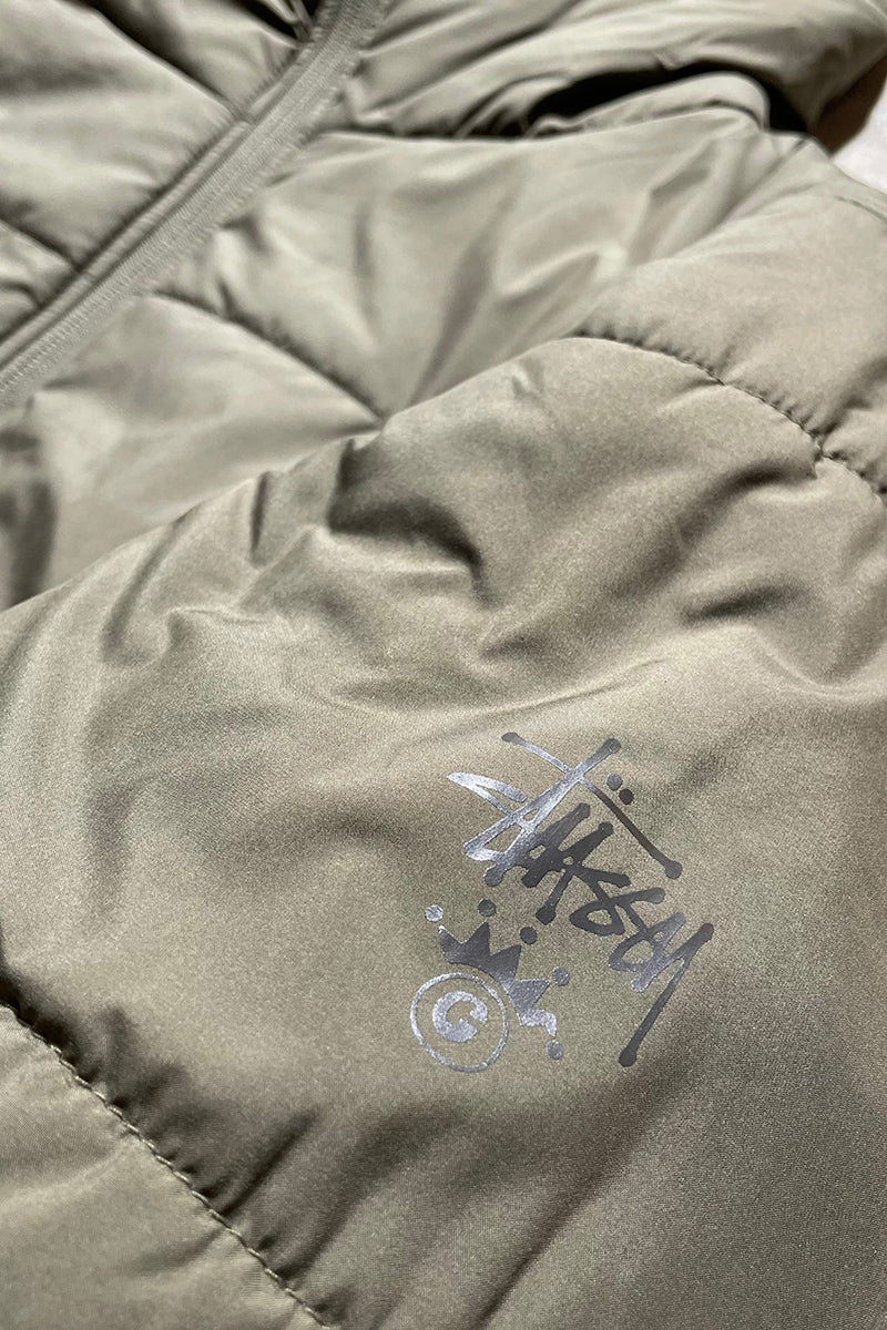 Y2K EARLY 00'S NYLON HOODIE PUFF JACKET / KHAKI [SIZE: L DEADSTOCK/NOS]