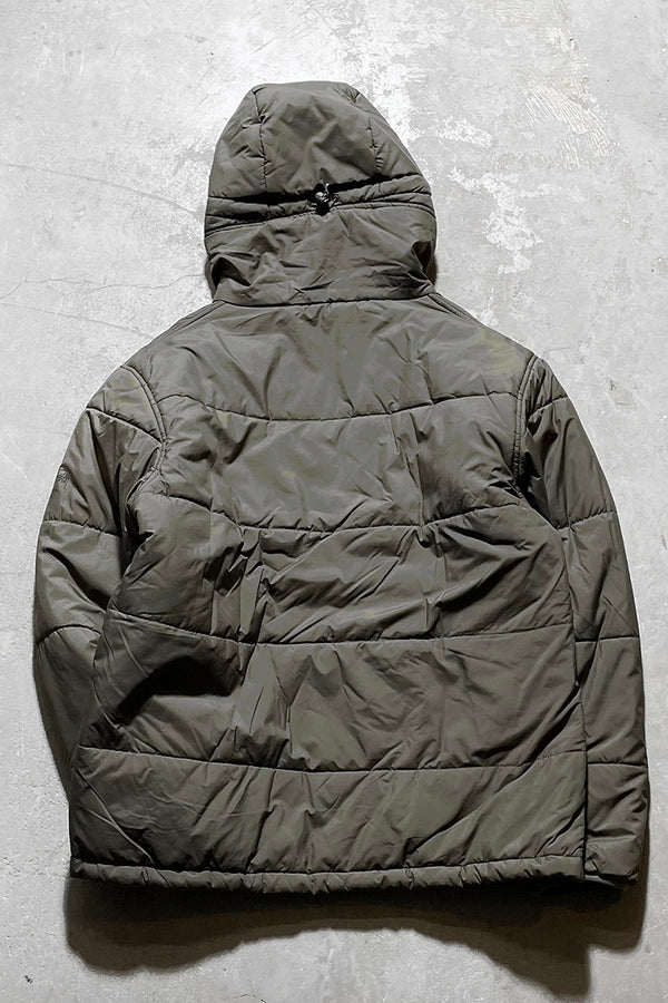 Y2K EARLY 00'S NYLON HOODIE PUFF JACKET / KHAKI [SIZE: L DEADSTOCK/NOS]