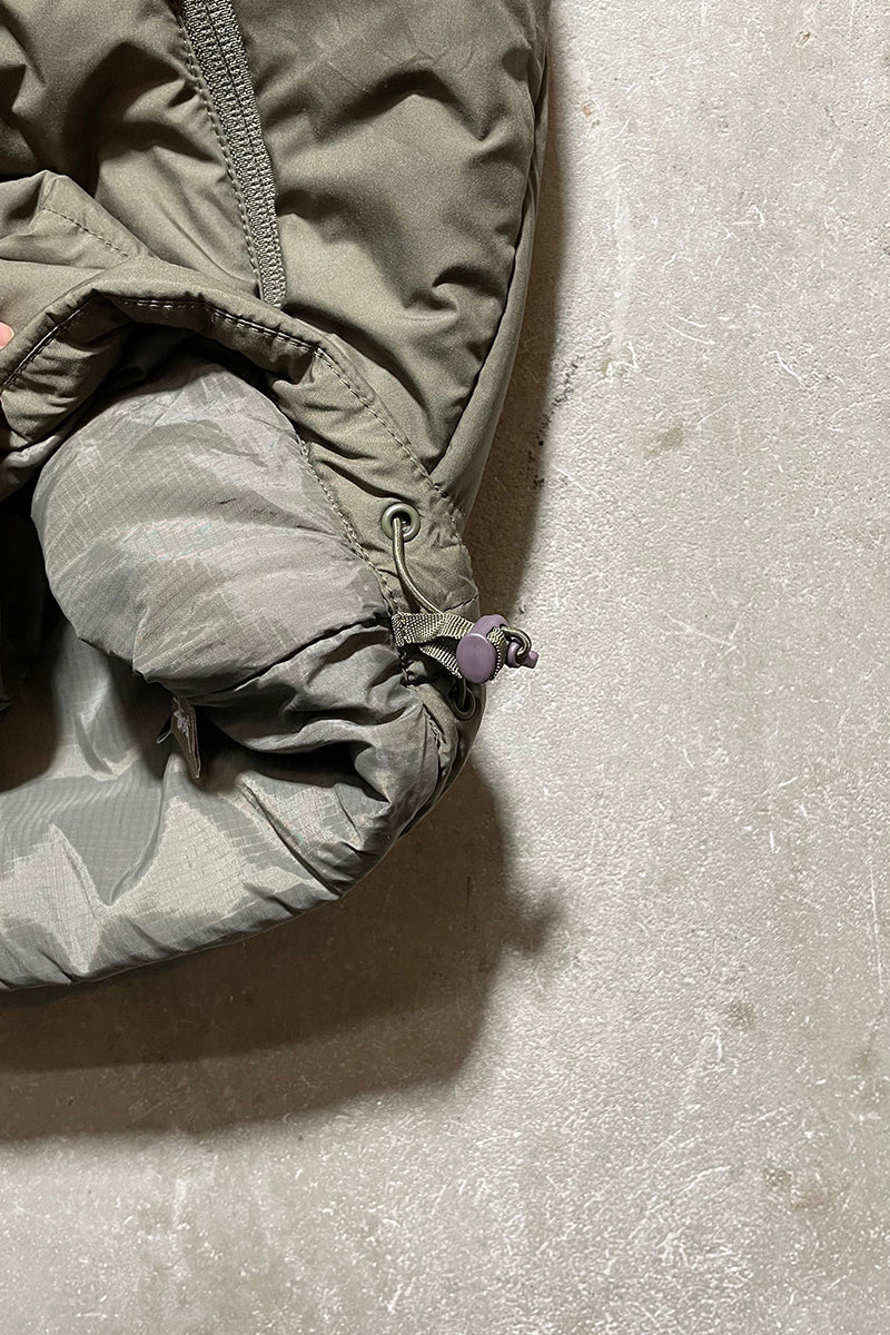 Y2K EARLY 00'S NYLON HOODIE PUFF JACKET / KHAKI [SIZE: L DEADSTOCK/NOS]