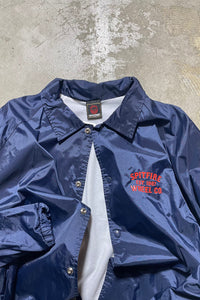 BACK LOGO NYLON COACH JACKET  / NAVY	[SIZE: XL USED]