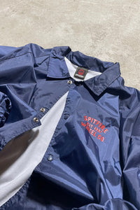 BACK LOGO NYLON COACH JACKET  / NAVY	[SIZE: XL USED]