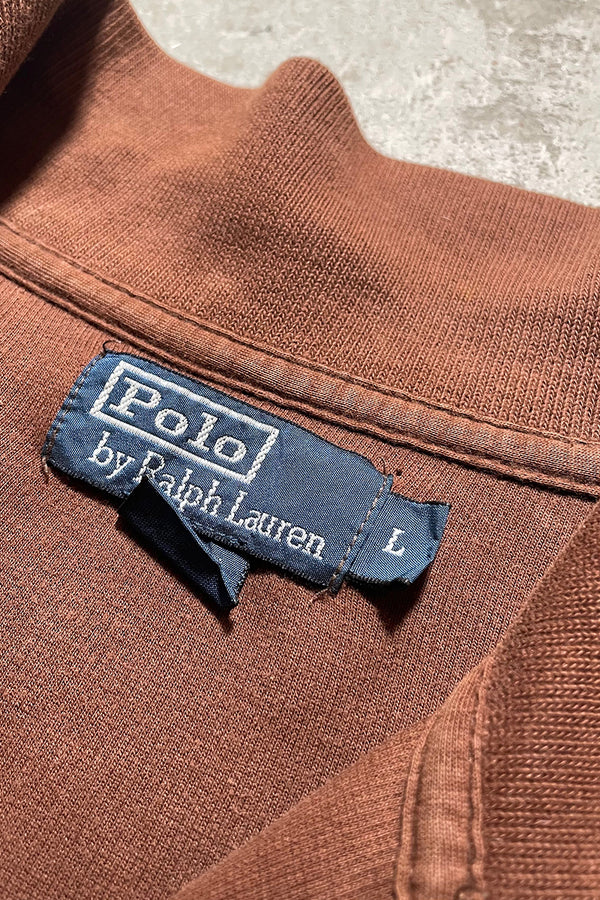 90'S EXCLUSIVE DECORATED HALF-ZIP SWEATSHIRT / BROWN [SIZE: L USED]