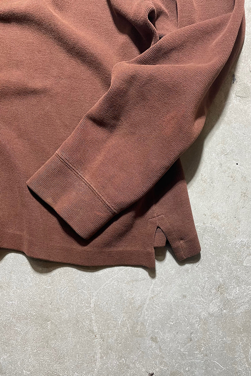 90'S EXCLUSIVE DECORATED HALF-ZIP SWEATSHIRT / BROWN [SIZE: L USED]