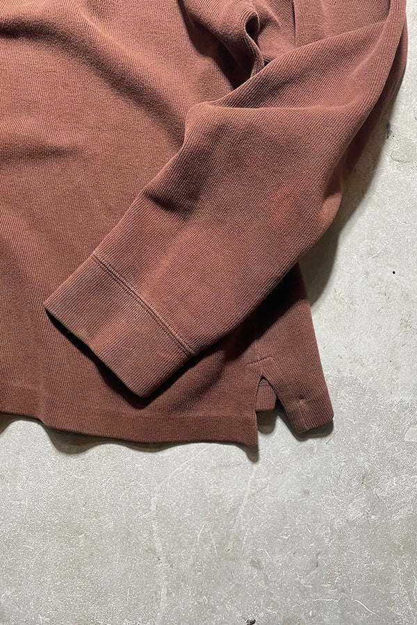 90'S EXCLUSIVE DECORATED HALF-ZIP SWEATSHIRT / BROWN [SIZE: L USED]