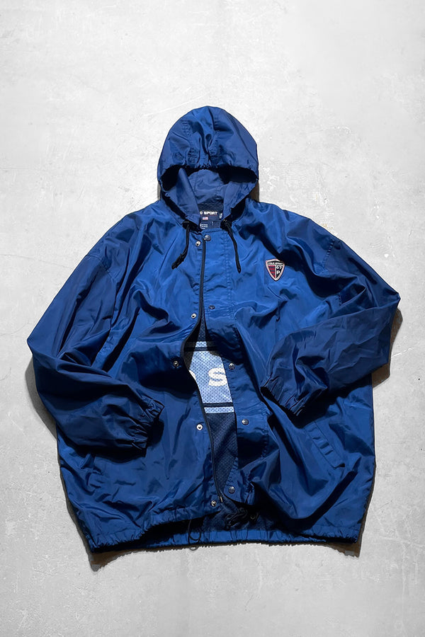 90'S RIPSTOP NYLON HOODIE JACKET / NAVY [SIZE: XL USED]