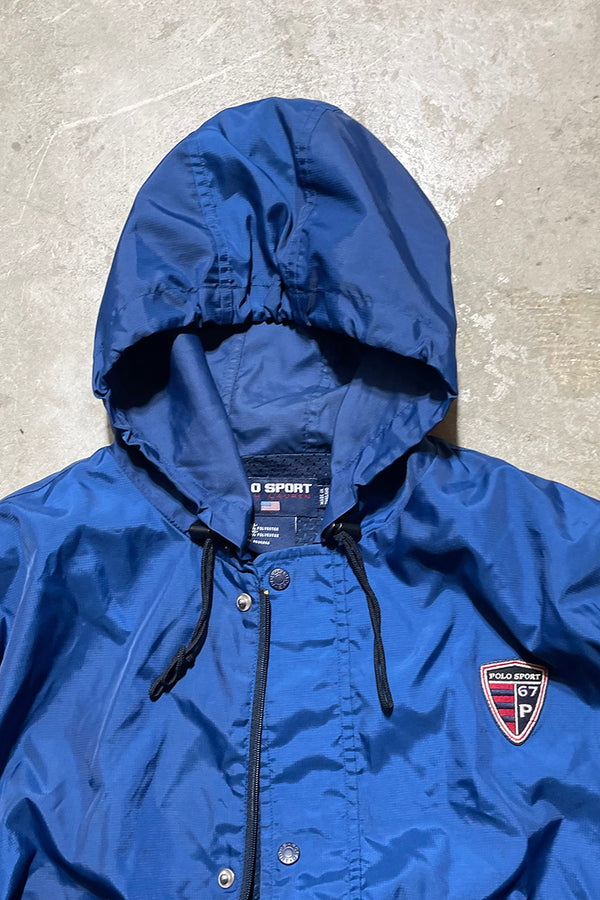 90'S RIPSTOP NYLON HOODIE JACKET / NAVY [SIZE: XL USED]