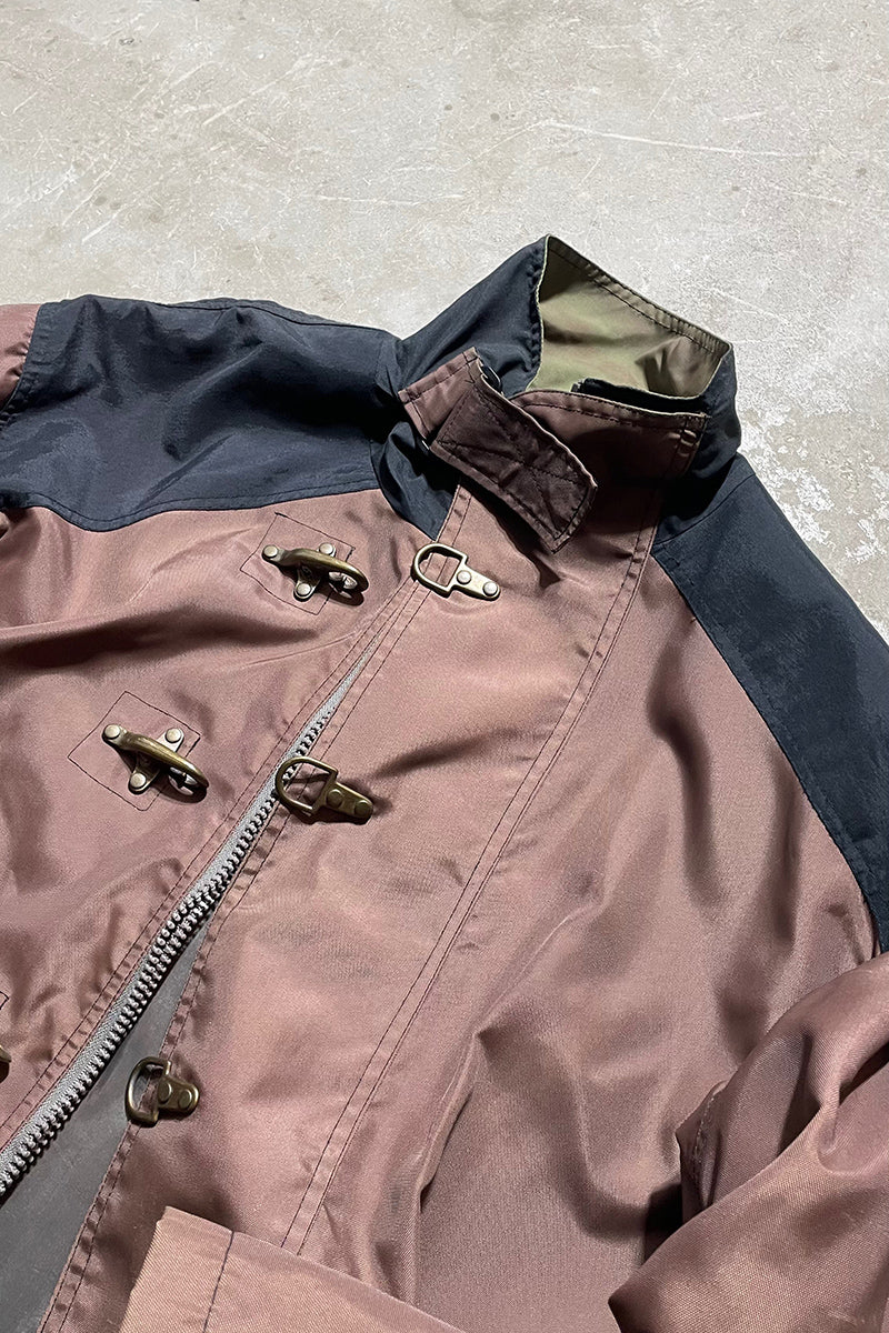 90'S FIREMAN NYLON JACKET / BROWN [SIZE: XL USED]