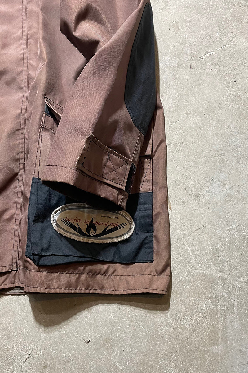 90'S FIREMAN NYLON JACKET / BROWN [SIZE: XL USED]