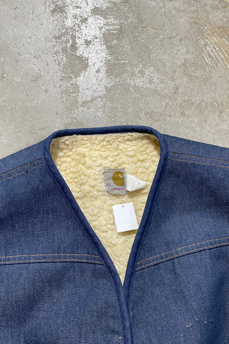 MADE IN USA 70-80'S DENIM BOA VEST / NAVY [SIZE: XL USED]