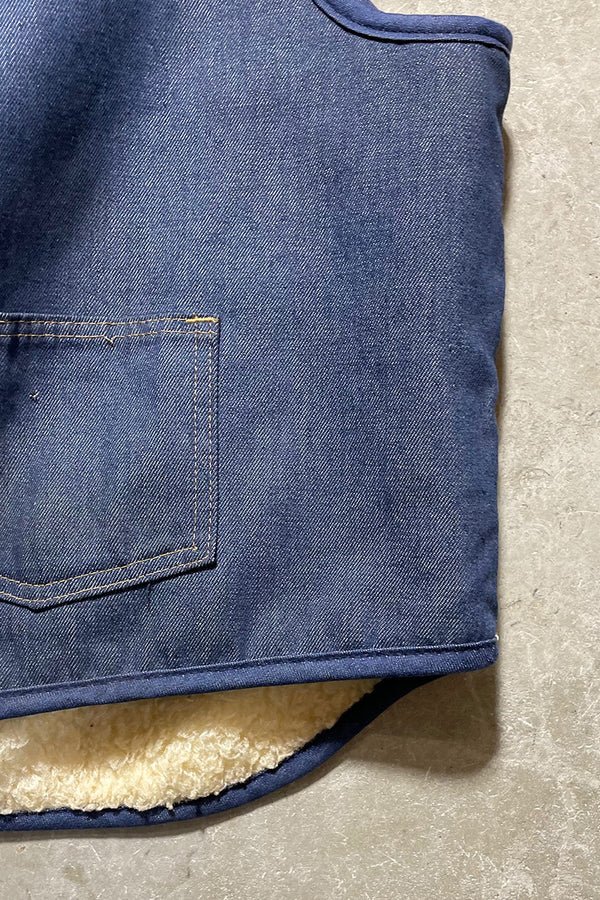 MADE IN USA 70-80'S DENIM BOA VEST / NAVY [SIZE: XL USED]