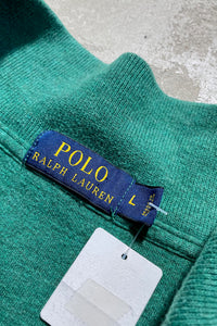 HALF ZIP COTTON MELANGE KNIT SWEATER / GREEN	[SIZE: L USED]