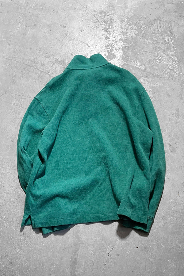 HALF ZIP COTTON MELANGE KNIT SWEATER / GREEN	[SIZE: L USED]