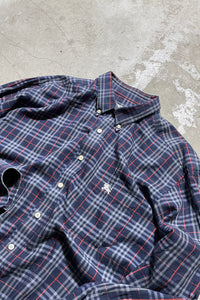 90'S L/S BD NOVA CHECK SHIRT / NAVY	[SIZE: XL USED]