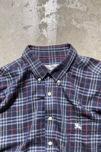 90'S L/S BD NOVA CHECK SHIRT / NAVY	[SIZE: XL USED]