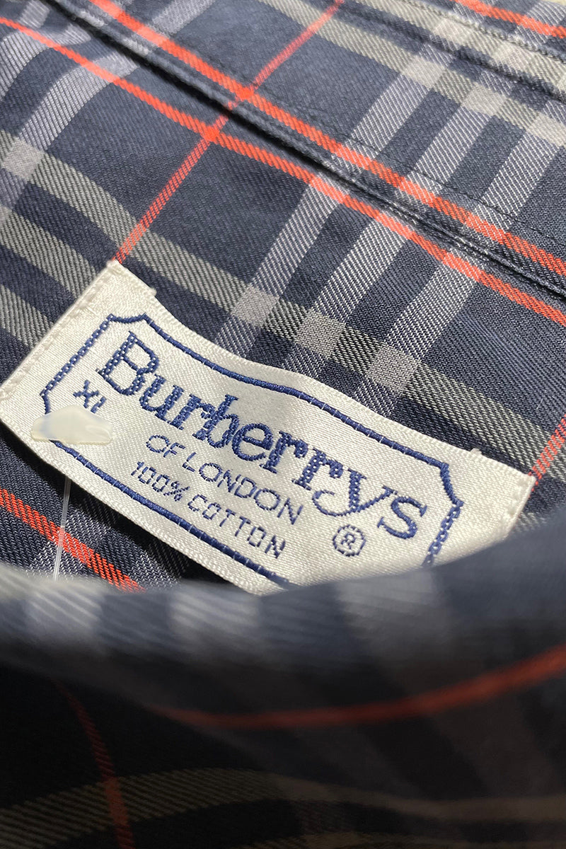 90'S L/S BD NOVA CHECK SHIRT / NAVY	[SIZE: XL USED]
