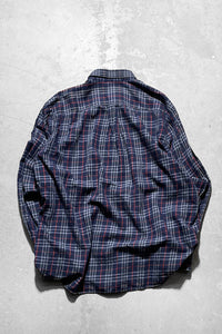 90'S L/S BD NOVA CHECK SHIRT / NAVY	[SIZE: XL USED]