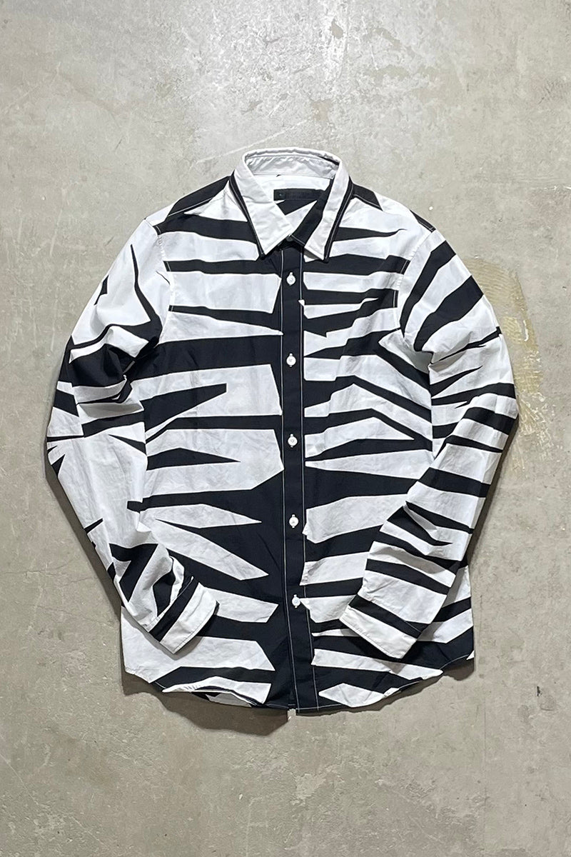 MADE IN ITALY L/S ZEBRA PATTERN SHIRT / BLACK [SIZE: M USED]