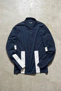 L/S DESIGN POLO SHIRT / BLACK/WHITE [SIZE: 50 USED]