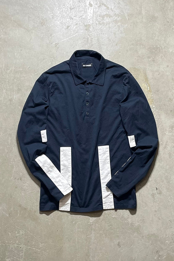 L/S 디자인 폴로 셔츠 / 블랙/화이트 [사이즈: 50 USED]