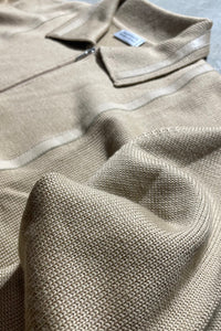 MADE IN ITALY 90'S ZIP KNIT WOOL JACKET / BEIGE [SIZE: L USED]