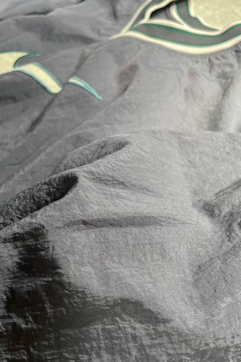 90'S V-NECK PULL-OVER NYLON JACKET / GREY	[SIZE: XL USED]