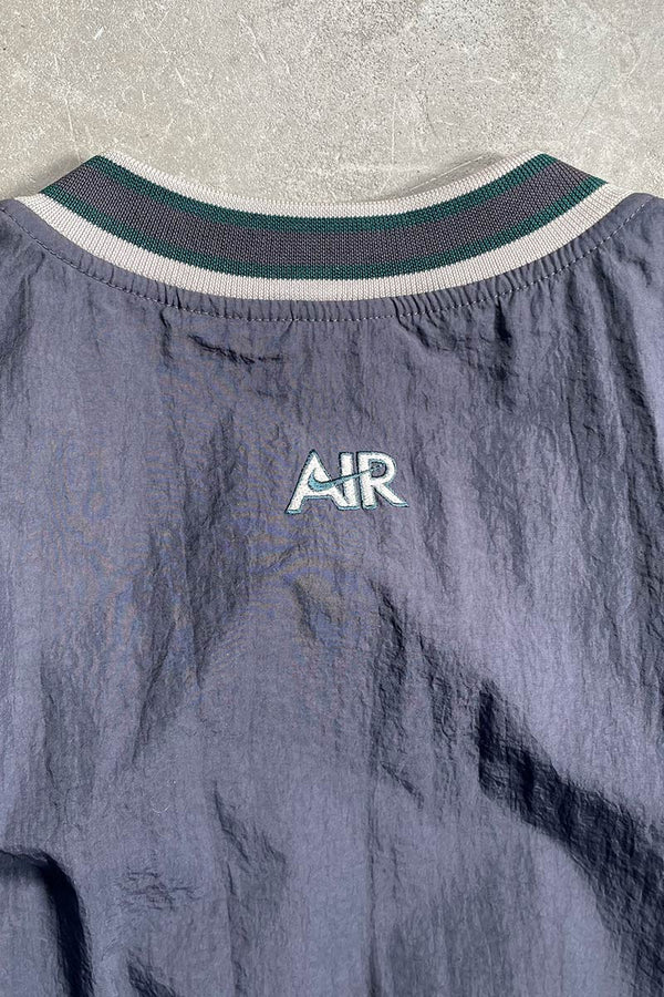 90'S V-NECK PULL-OVER NYLON JACKET / GREY	[SIZE: XL USED]
