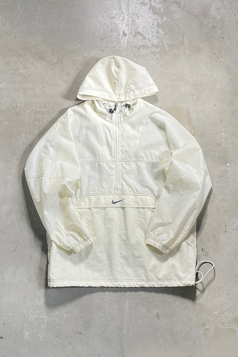 90'S PULLOVER NYLON ANORAK JACKET / WHITE [SIZE: M USED]