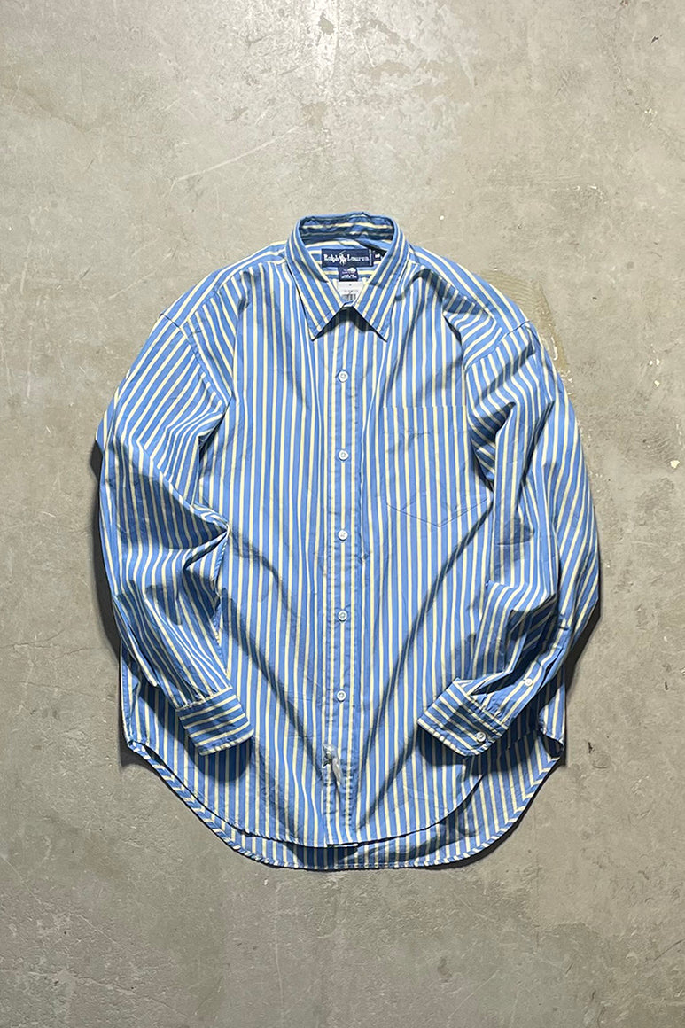 90'S L/S STRIPE SHIRT / BLUE [SIZE: S DEADSTOCK/NOS]