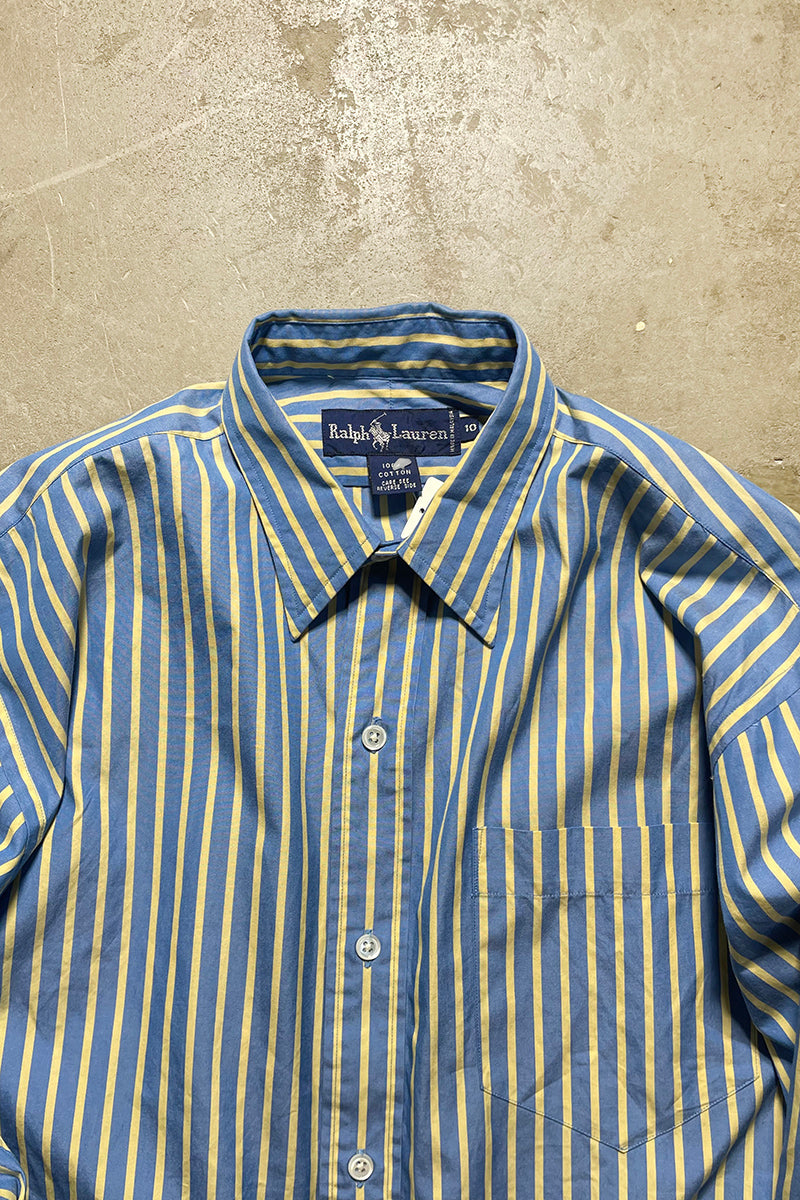 90'S L/S STRIPE SHIRT / BLUE [SIZE: S DEADSTOCK/NOS]