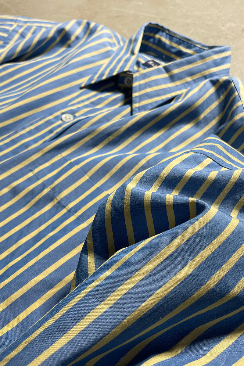 90'S L/S STRIPE SHIRT / BLUE [SIZE: S DEADSTOCK/NOS]