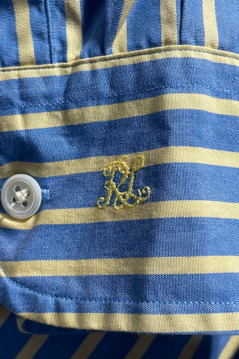 90'S L/S STRIPE SHIRT / BLUE [SIZE: S DEADSTOCK/NOS]
