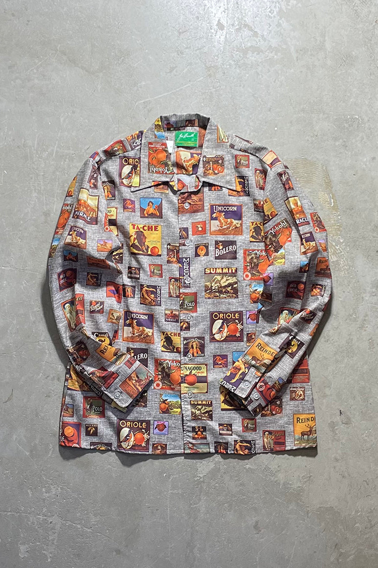 70'S L/S PATTERN SHIRT / MULTI [SIZE: L USED]