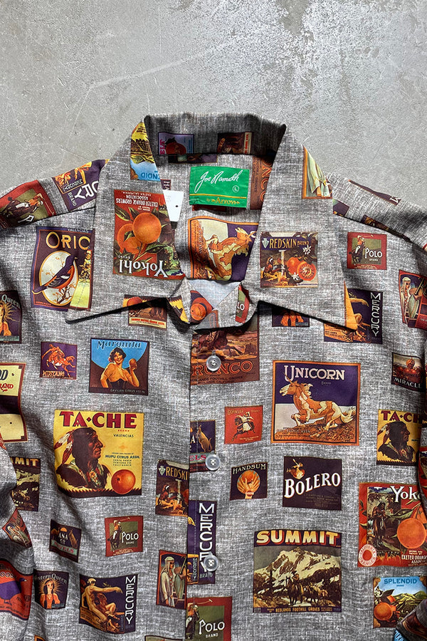 70'S LONG SLEEVE PATTERNED SHIRT / MULTI [SIZE: L USED]