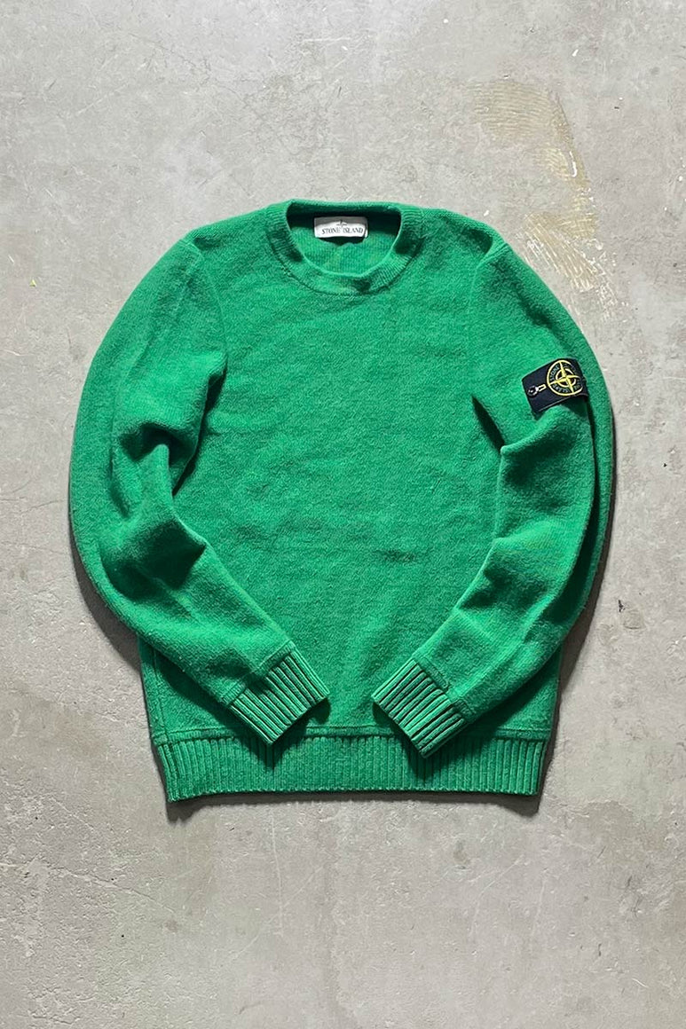 MADE IN ITALY 22'S WOOL KNIT SWEATER / GREEN [SIZE: S USED]