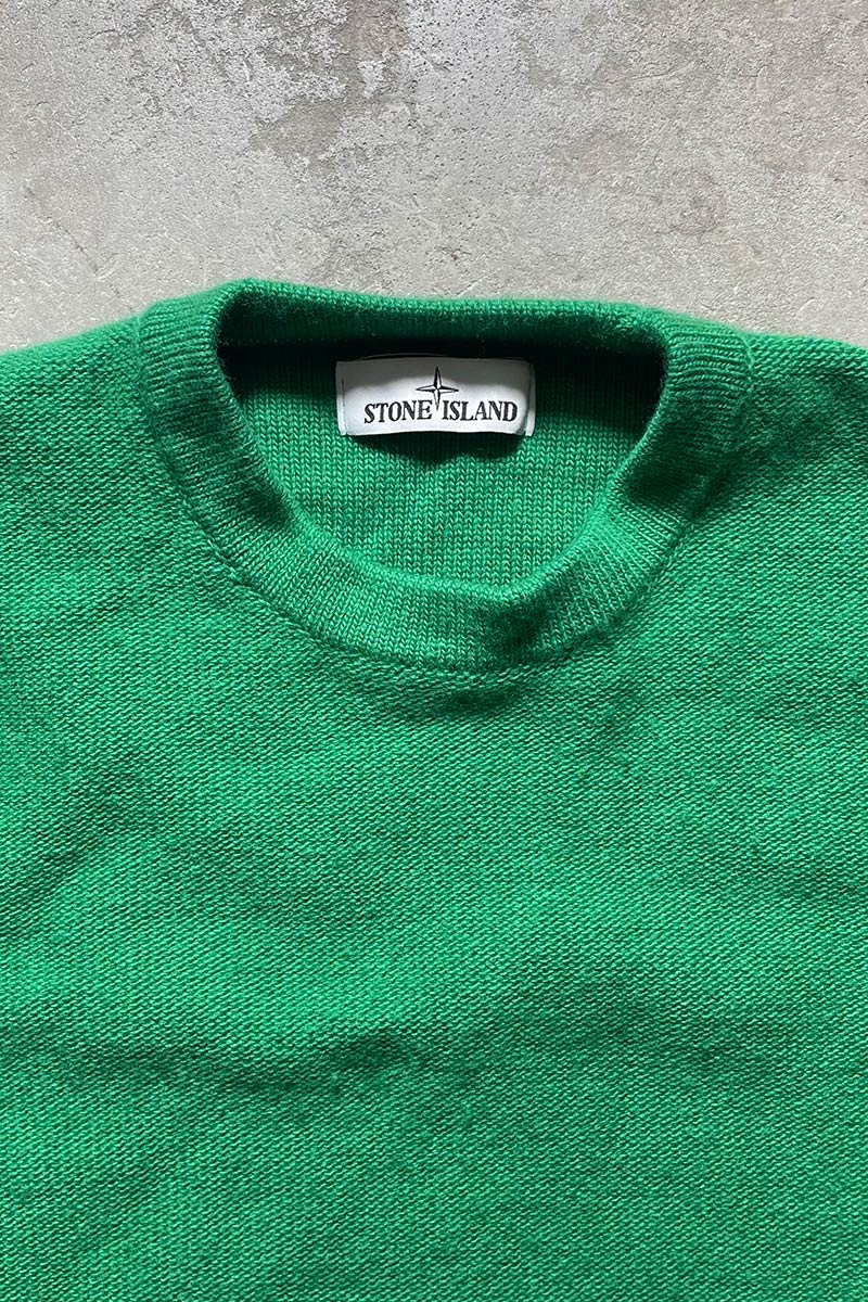 MADE IN ITALY 22'S WOOL KNIT SWEATER / GREEN [SIZE: S USED]