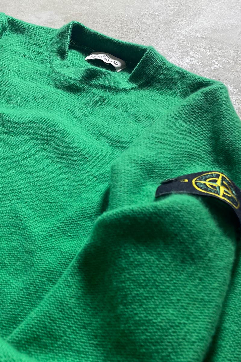 MADE IN ITALY 22'S WOOL KNIT SWEATER / GREEN [SIZE: S USED]