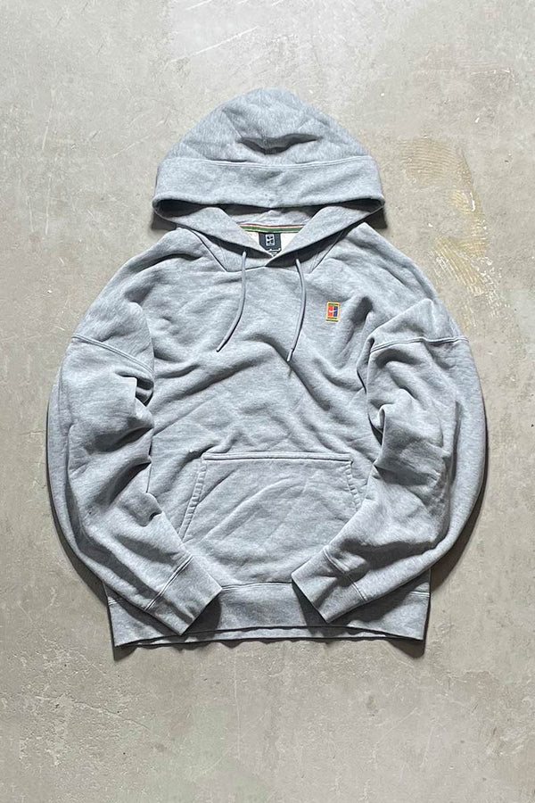 NIKE TENNIS LOGO SWEAT HOODIE / GREY [SIZE: M USED]