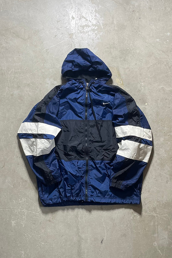90'S ZIP HOODIE NYLON JACKET / NAVY [SIZE: L USED]